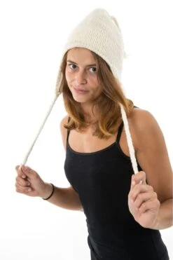 Bonnet Nepal -Ethno Style Soldes bonnet creme pure laine et polaire douce du nepal 2