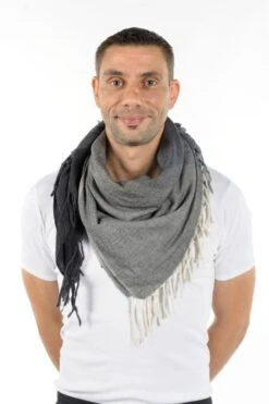 Cheche Basic -Ethno Style Soldes cheche foulard coton basic ethnic noir gris chine 2