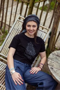 Cheche Basic -Ethno Style Soldes cheche foulard coton basic ethnic noir gris chine 3