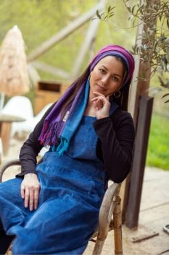 Cheche Ethnic -Ethno Style Soldes cheche foulard coton basic ethnic violet bleu fuchsia chine 3