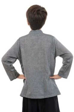 Chemise Grise 8 Chemise Grise -Ethno Style Soldes chemise ethnique enfant col mao grise 2