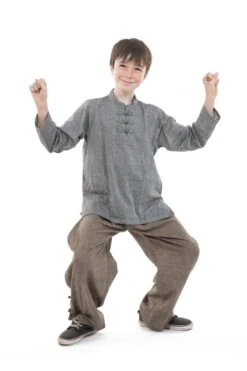 Chemise Grise 10 Chemise Grise -Ethno Style Soldes chemise ethnique enfant col mao grise 4