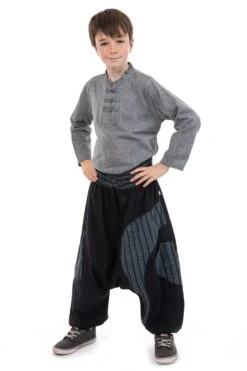 Chemise Grise 11 Chemise Grise -Ethno Style Soldes chemise ethnique enfant col mao grise 5