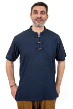 Chemise Mao -Ethno Style Soldes chemise ethnique manches courtes col mao dark chanvre 6