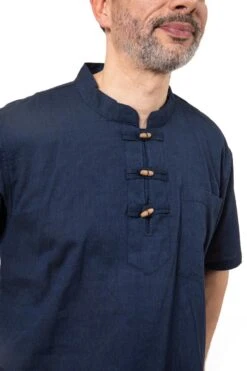 Chemise Mao -Ethno Style Soldes chemise ethnique manches courtes col mao dark chanvre 8