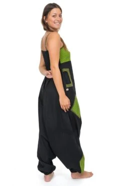 Combinaison Vert 6 Combinaison Vert -Ethno Style Soldes combinaison saroual patchwork geometric star jina noir vert 2