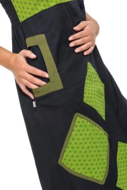 Combinaison Vert 7 Combinaison Vert -Ethno Style Soldes combinaison saroual patchwork geometric star jina noir vert 3