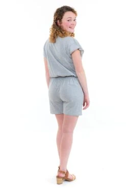 Combishort Jersey -Ethno Style Soldes combishort effet cache coeur jersey gris 3