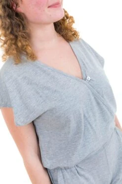 Combishort Jersey -Ethno Style Soldes combishort effet cache coeur jersey gris 4