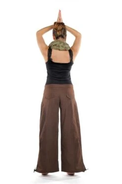 Pantalon Uni -Ethno Style Soldes fz906bis pantalon hybride marron uni 3