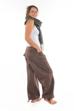 Pantalon Uni -Ethno Style Soldes fz906bis pantalon hybride marron uni 4