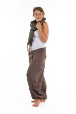 Pantalon Uni -Ethno Style Soldes fz906bis pantalon hybride marron uni 6