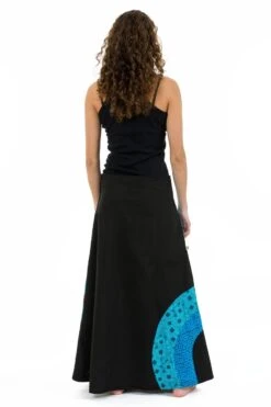 Jupe Patanjali -Ethno Style Soldes jupe longue etnique original blue squares patanjali 2