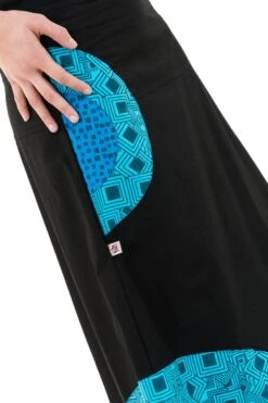 Jupe Patanjali -Ethno Style Soldes jupe longue etnique original blue squares patanjali 3