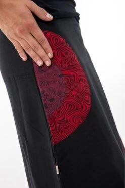 Jupe Hiver -Ethno Style Soldes jupe longue psychedelic nepali dream noir rouge hiver 5