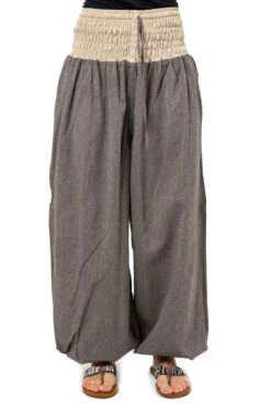 Ethno Style Soldes -Ethno Style Soldes k1519 pantalon elastique bouffant gris chine kalika 1