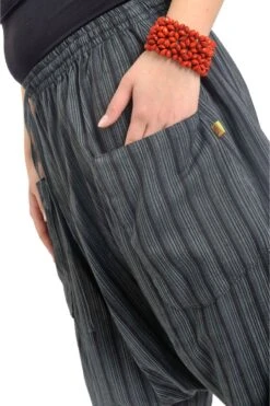 Sarouel Venkat -Ethno Style Soldes k1558 sarouel pantacourt leger venkat noir gris 2