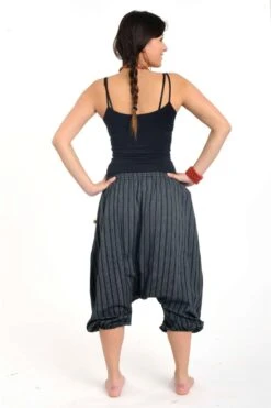 Sarouel Venkat -Ethno Style Soldes k1558 sarouel pantacourt leger venkat noir gris 3