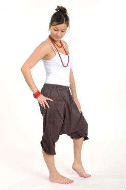 Pantacourt Vidya -Ethno Style Soldes k1559 pantacourt sarouel homme femme vidya chocolat 2