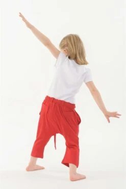 Ethno Style Soldes -Ethno Style Soldes kid1106 pantalon sarouel enfant pur coton bio rouge 1