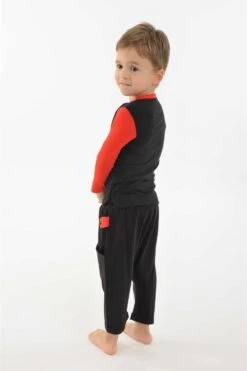 Ethno Style Soldes -Ethno Style Soldes kid1110 t shirt enfant coton bio manches longues noir et rouge 1