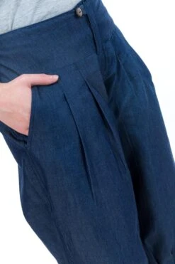 Pantacourt Denim -Ethno Style Soldes pantacourt bouffant femme jean denim 3