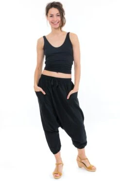 Pantacourt Casual -Ethno Style Soldes pantacourt sarouel bermuda noir casual 2