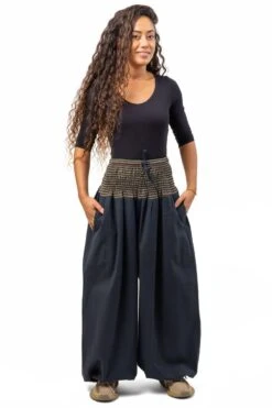 Pantalon Mia Mixte -Ethno Style Soldes pantalon elastique bouffant femme noir uni mia 6