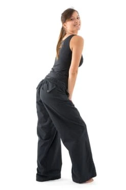 Pantalon Uni Mixte -Ethno Style Soldes pantalon femme homme hiver zen chic noir uni 2