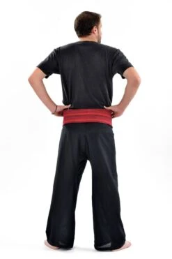 Pantalon Thai Mixte -Ethno Style Soldes pantalon fisherman noir rayures rouges 6