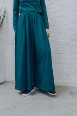 Booh Emerald -Ethno Style Soldes pantalon fluide femme vert jupe culotte coton bio 3