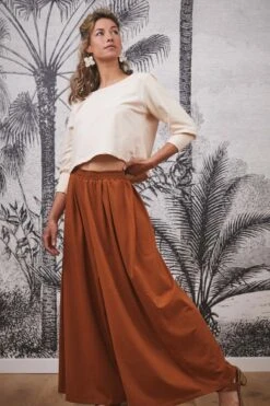 BOOH OKRE -Ethno Style Soldes pantalon large camel fluide femme coton bio booh 2