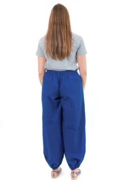 Pantalon Bleu -Ethno Style Soldes pantalon large droit bouffant femme bleu 2