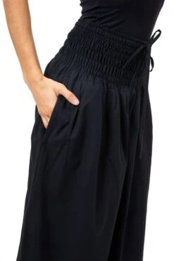 Pantalon Mia -Ethno Style Soldes pantalon large elastique bouffant femme noir mia 3