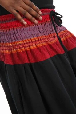 Pantalon Maka Mixte -Ethno Style Soldes pantalon sarouel elastique bouffant noir sari rouge maka 2