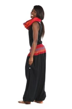 Pantalon Maka Mixte -Ethno Style Soldes pantalon sarouel elastique bouffant noir sari rouge maka 3