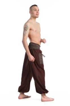 Pantalon Tanos -Ethno Style Soldes pantalon sarouel elastique grande taille chocolat 4