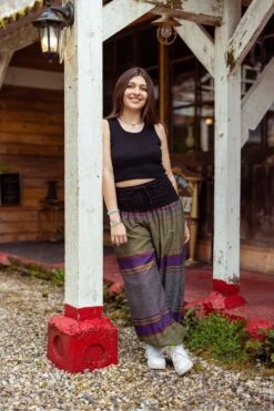 Pantalon Indian Mixte -Ethno Style Soldes pantalon sarouel indian chic sari kaki 3