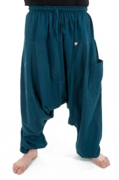 Pantalon Zen Mixte -Ethno Style Soldes pantalon sarwal zen nepal homme femme coton leger bleu petrole 3