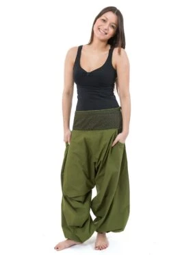 Pantalon Nadehu Mixte -Ethno Style Soldes pantalon sarwel mixte ethnique kaki imprime retro nadehu 3