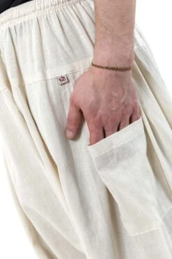 Pantalon Tara Mixte -Ethno Style Soldes pantalon sarwel nepal zen homme femme coton leger creme tara 4