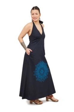 Robe Jeanne -Ethno Style Soldes robe longue dos nu mandala print noir gris jeanne 7