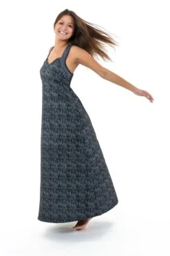 Robe Alyna -Ethno Style Soldes robe longue originale princesse ethnique noir gris alyna 2