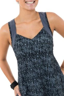 Robe Alyna -Ethno Style Soldes robe longue originale princesse ethnique noir gris alyna 3