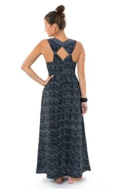 Robe Alyna -Ethno Style Soldes robe longue originale princesse ethnique noir gris alyna 4