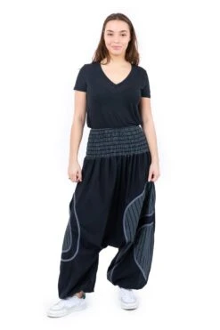 Sarouel Pattaya Mixte -Ethno Style Soldes sarouel grande taille smoke noir rayures noires pattaya 2