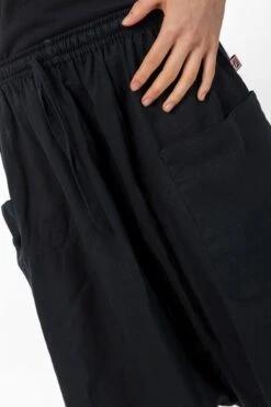 Sarouel Uni -Ethno Style Soldes sarouel pantacourt grande taille coton leger noir uni 4