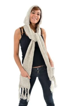 Capuche -Ethno Style Soldes t2 le 3 en 1 capuche echarpe mouffle pure laine douce 10 cou 2