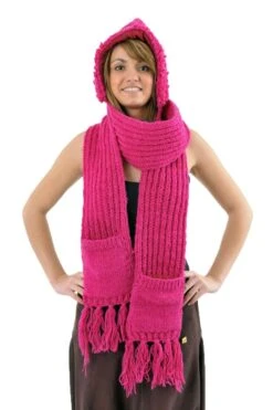 Capuche -Ethno Style Soldes t2 le 3 en 1 capuche echarpe mouffle pure laine douce 10 cou 7