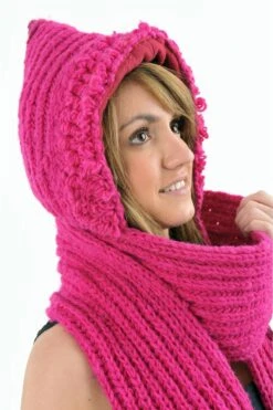 Capuche -Ethno Style Soldes t2 le 3 en 1 capuche echarpe mouffle pure laine douce 10 cou 8